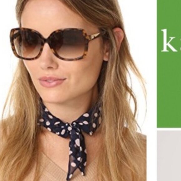 Kate AMBERLYNN/S 0MAP 9K Sunglasses Havana Square Frame, Green Lenses